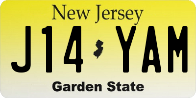 NJ license plate J14YAM