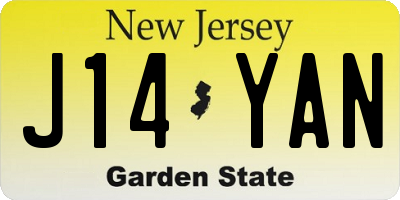 NJ license plate J14YAN