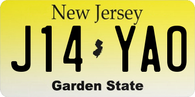 NJ license plate J14YAO