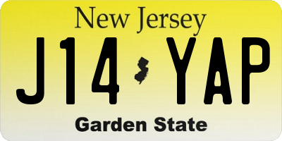 NJ license plate J14YAP