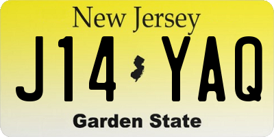 NJ license plate J14YAQ