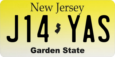NJ license plate J14YAS