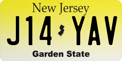 NJ license plate J14YAV
