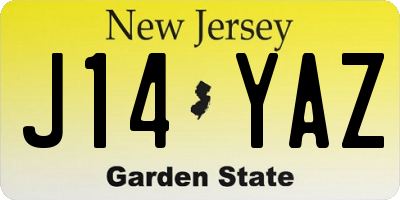 NJ license plate J14YAZ
