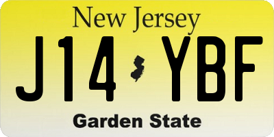 NJ license plate J14YBF