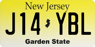 NJ license plate J14YBL