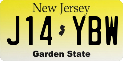 NJ license plate J14YBW