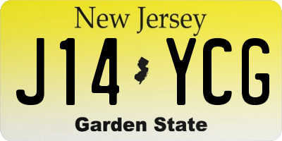 NJ license plate J14YCG