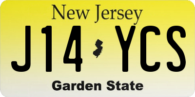 NJ license plate J14YCS