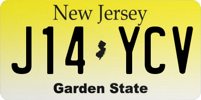 NJ license plate J14YCV