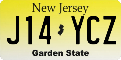 NJ license plate J14YCZ