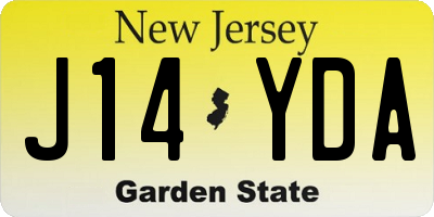 NJ license plate J14YDA