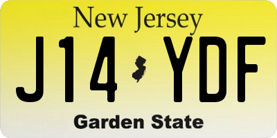 NJ license plate J14YDF