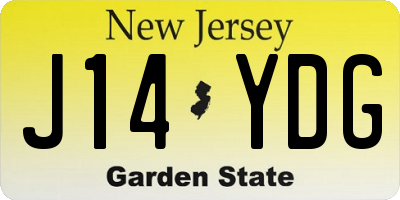 NJ license plate J14YDG