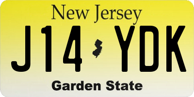 NJ license plate J14YDK
