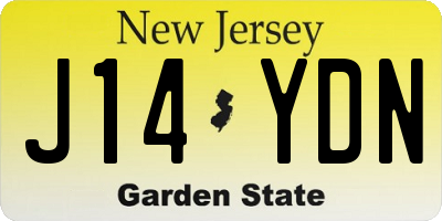 NJ license plate J14YDN