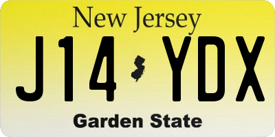 NJ license plate J14YDX