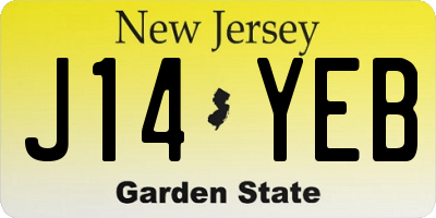 NJ license plate J14YEB
