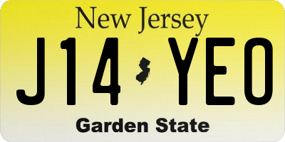 NJ license plate J14YEO