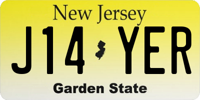 NJ license plate J14YER