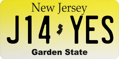 NJ license plate J14YES