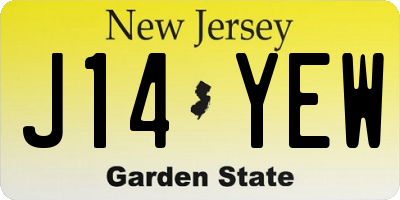 NJ license plate J14YEW