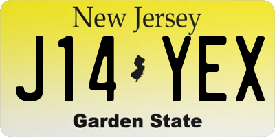 NJ license plate J14YEX