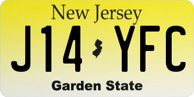 NJ license plate J14YFC