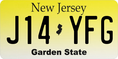 NJ license plate J14YFG
