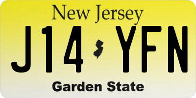 NJ license plate J14YFN