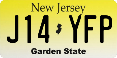 NJ license plate J14YFP