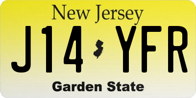 NJ license plate J14YFR