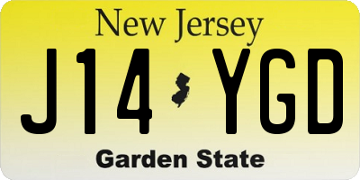 NJ license plate J14YGD