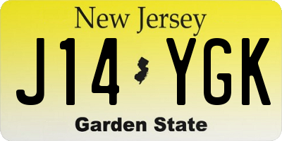 NJ license plate J14YGK