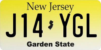 NJ license plate J14YGL