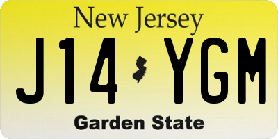 NJ license plate J14YGM