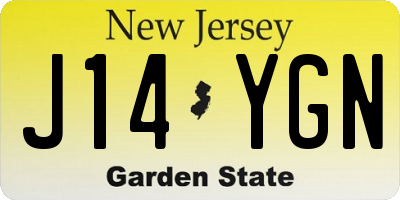 NJ license plate J14YGN