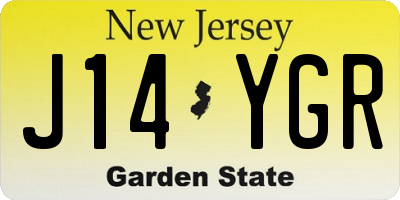 NJ license plate J14YGR
