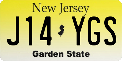 NJ license plate J14YGS