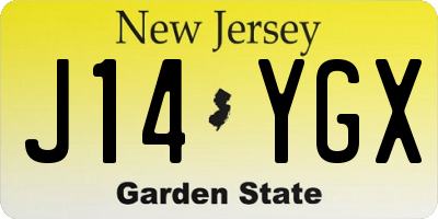 NJ license plate J14YGX