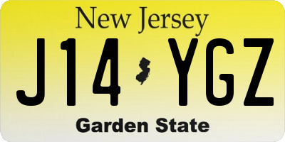 NJ license plate J14YGZ