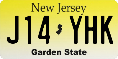 NJ license plate J14YHK