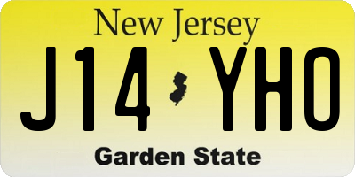 NJ license plate J14YHO