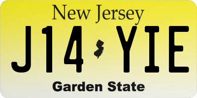 NJ license plate J14YIE