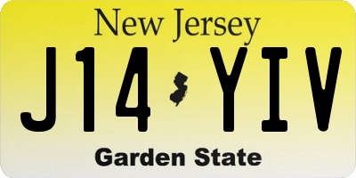 NJ license plate J14YIV