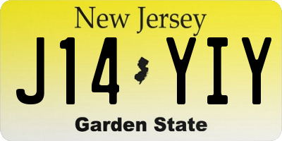 NJ license plate J14YIY