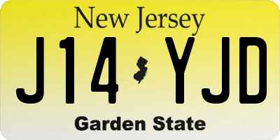 NJ license plate J14YJD