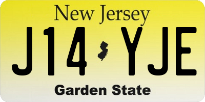 NJ license plate J14YJE
