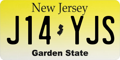 NJ license plate J14YJS
