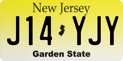 NJ license plate J14YJY